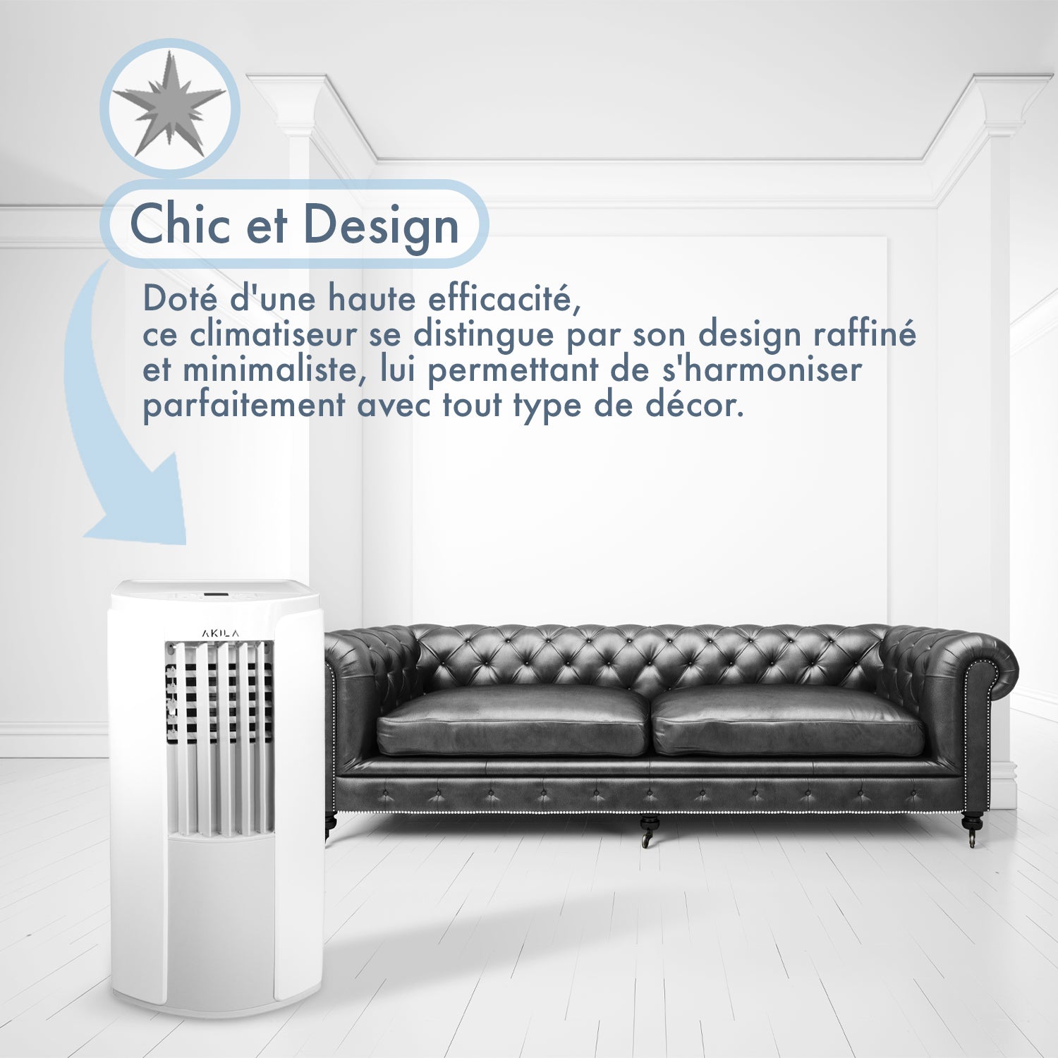 NAEBA - Climatiseur mobile ultra silencieux - Wifi - 3.5kW - 12000 BTU