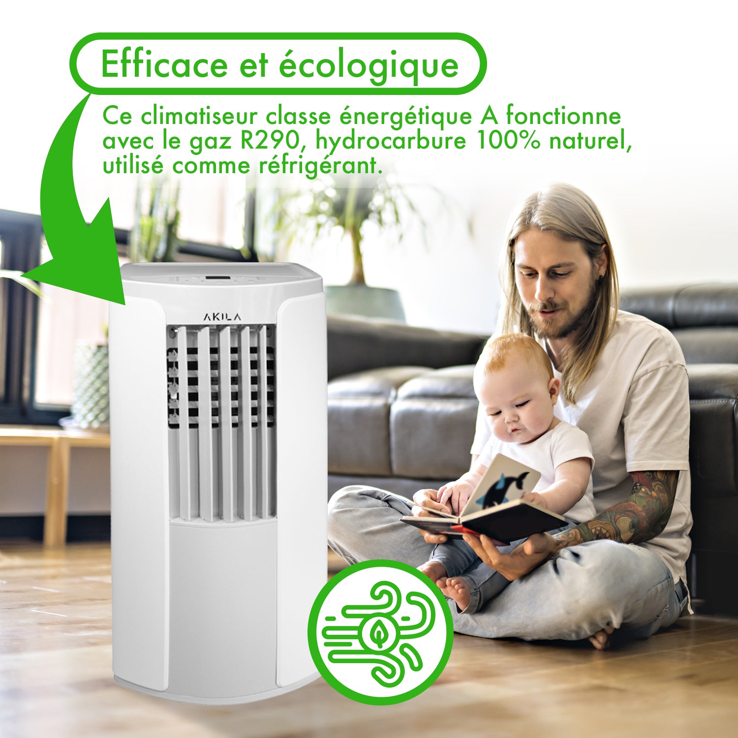 NAEBA - Climatiseur mobile ultra silencieux - Wifi - 3.5kW - 12000 BTU