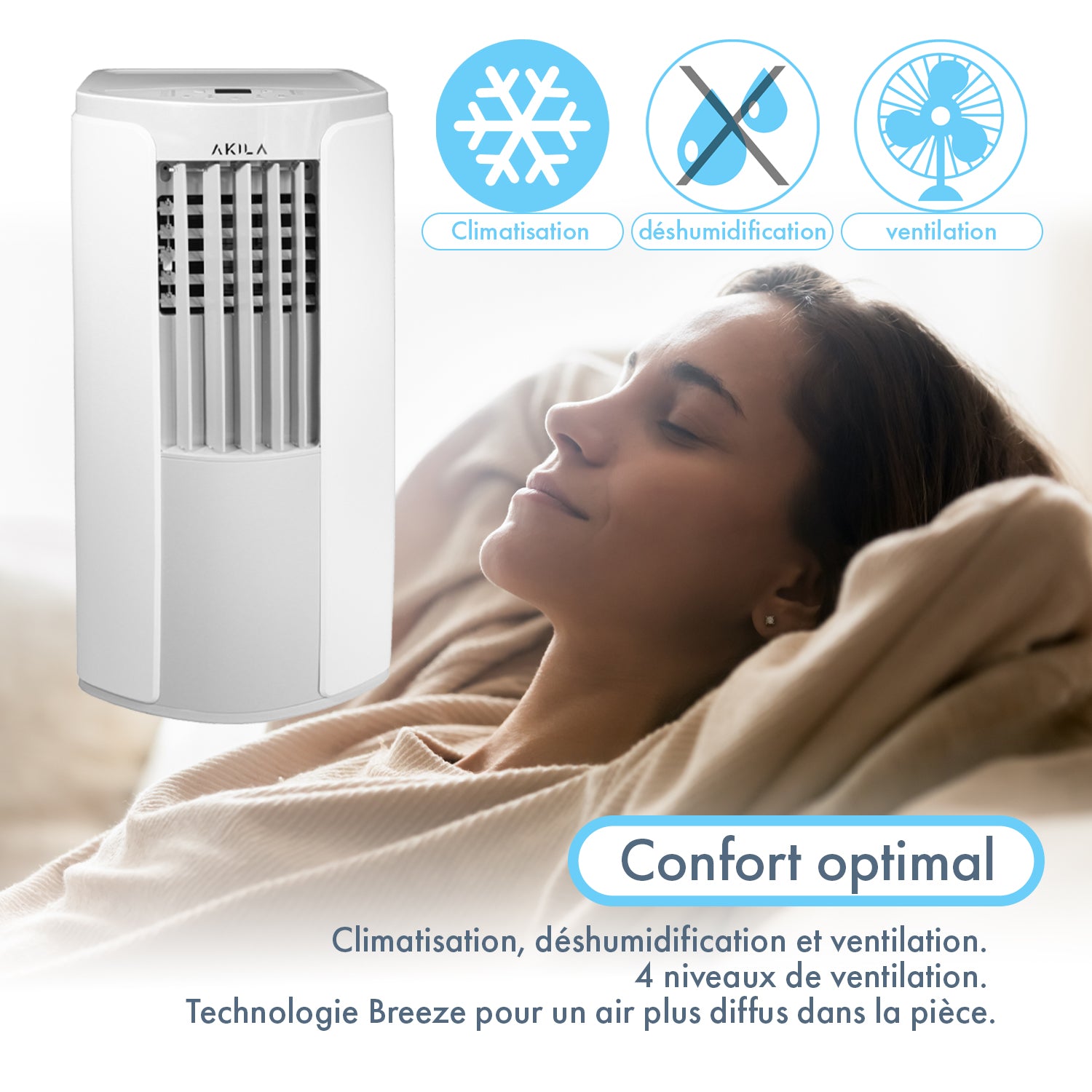 NAEBA - Climatiseur mobile ultra silencieux - Wifi - 3.5kW - 12000 BTU