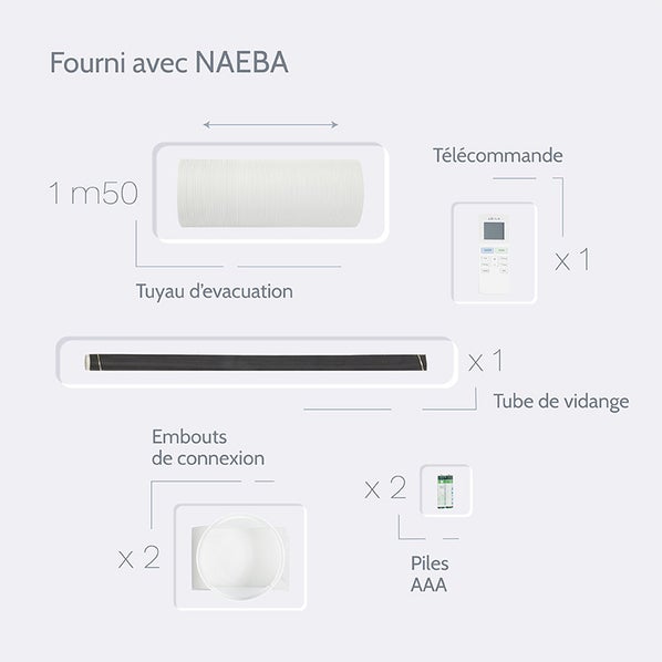 NAEBA - Aire acondicionado móvil ultrasilencioso - Wifi - 3,5kW - 12000 BTU
